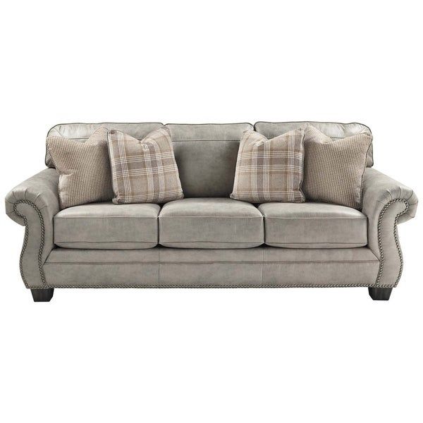 Shop Nailhead Trim Leatherette Queen Size Sofa Sleeper Pertaining To 2pc Polyfiber Sectional Sofas With Nailhead Trims Gray (View 2 of 15)