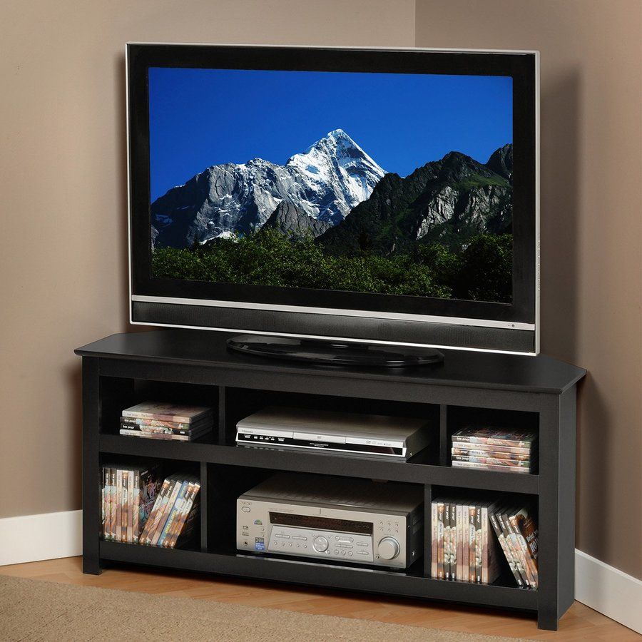 Shop Prepac Vasari Black Corner Tv Stand At Lowes Within Black Tv Stands (View 2 of 15)