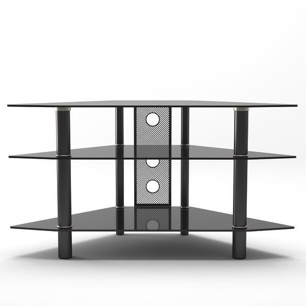 Shop Ryan Rove Ruby Space Saving Modern 44" Corner Glass For Modern Black Tv Stands On Wheels (View 5 of 15)