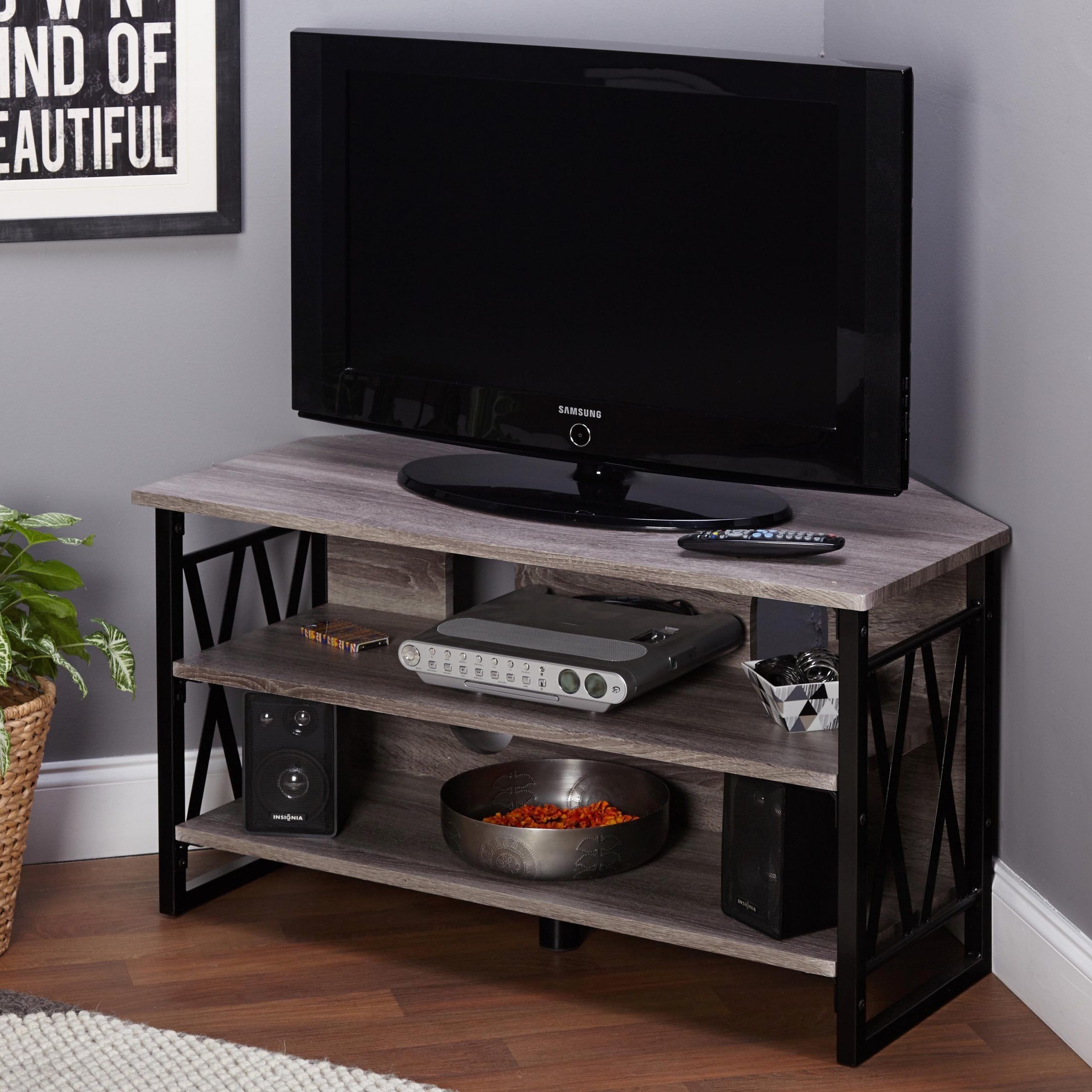 Shop Simple Living Seneca Corner Tv Stand – Free Shipping Pertaining To Industrial Corner Tv Stands (View 4 of 15)
