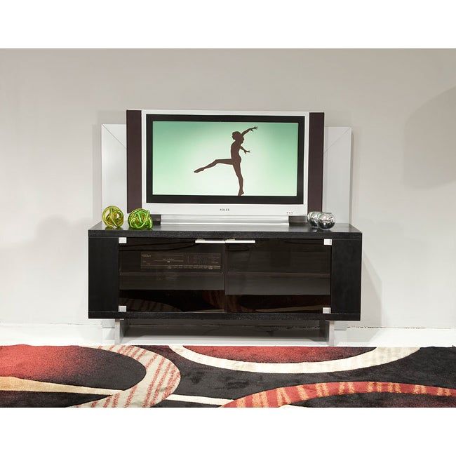 Shop Sleek Espresso Tv Stand With Glass Doors – Free Within Sleek Tv Stands (View 8 of 15)