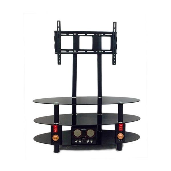 Shop Tempered Black Glass Tv Stand And Mount – Free For Swivel Black Glass Tv Stands (View 15 of 15)