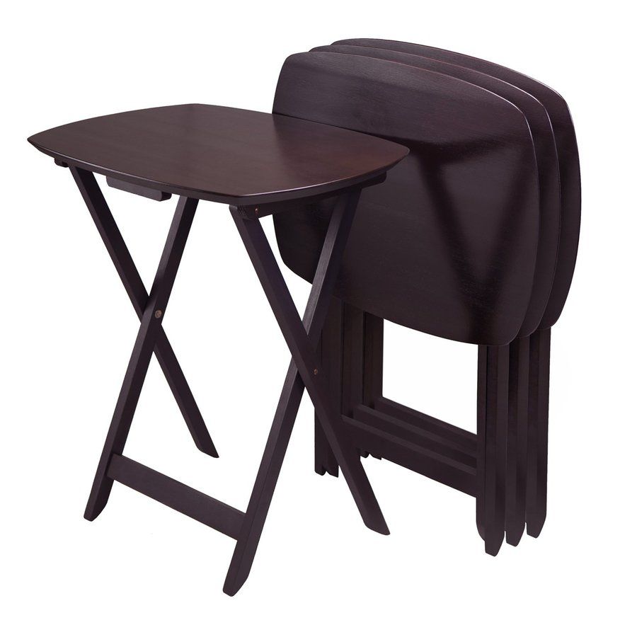 Shop Winsome Wood 23.5 In X 17 In Wood Dark Espresso With Folding Wooden Tv Tray Tables (Photo 13 of 15)