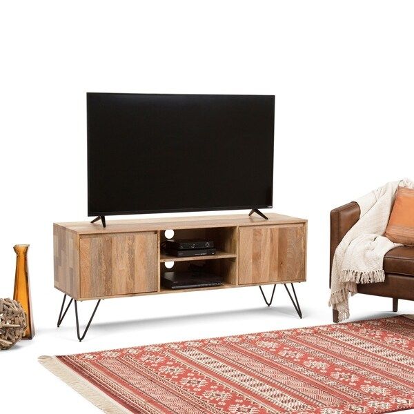 Shop Wyndenhall Moreno Solid Mango Wood 60 Inch Wide Regarding Solid Wood Tv Stands For Tvs Up To 65" (View 13 of 15)