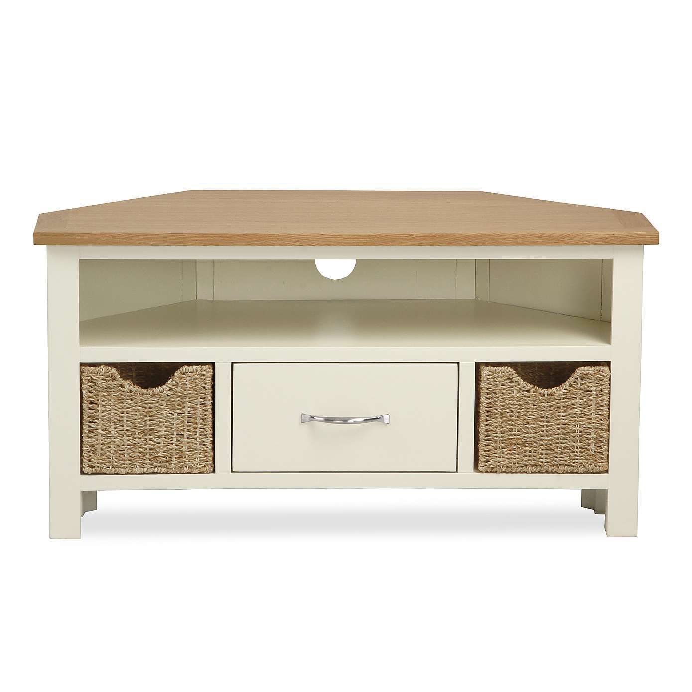 Sidmouth Cream Corner Tv Stand | Dunelm | Corner Tv Stand Throughout Cream Tv Cabinets (View 4 of 15)