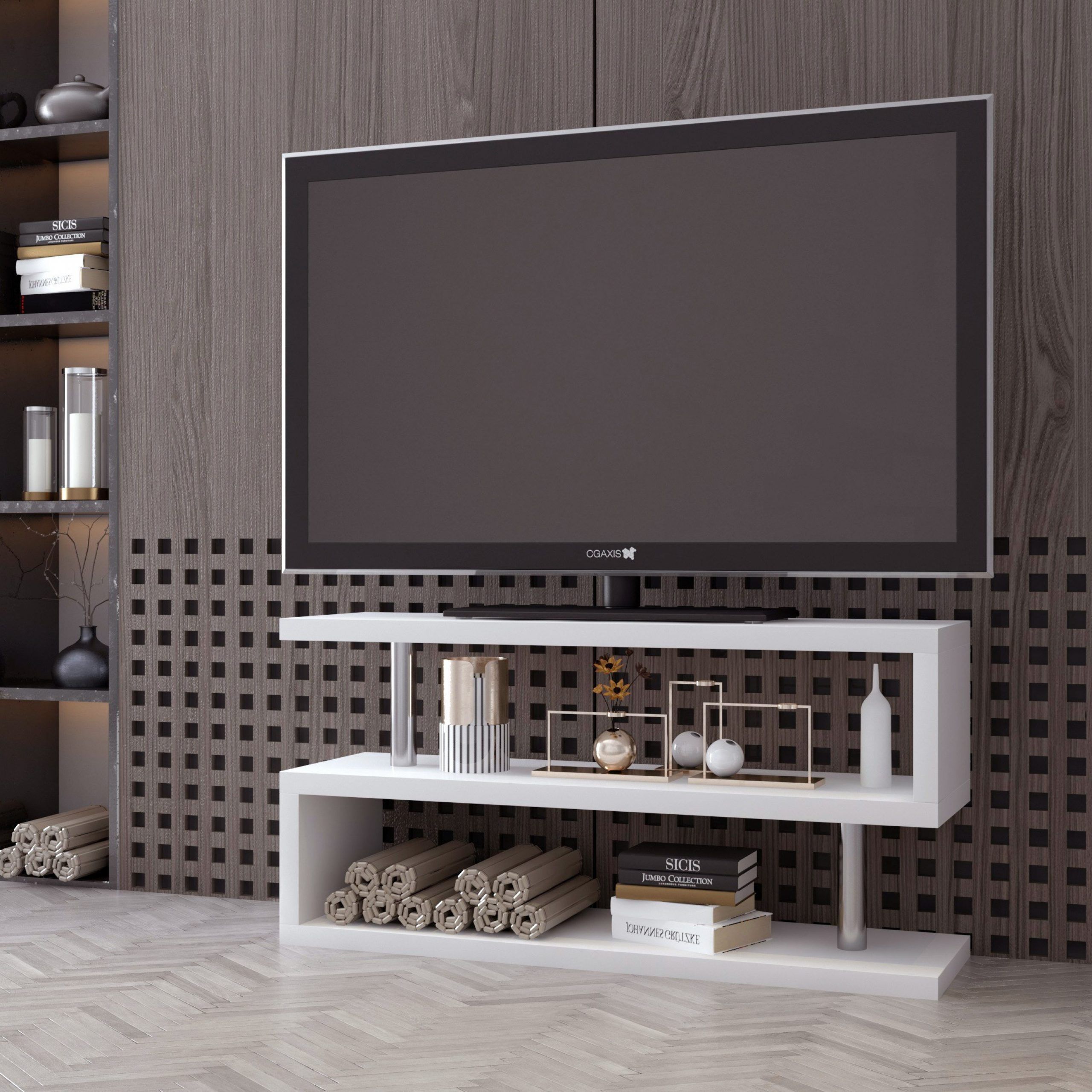 Siena White High Gloss Chrome Tv Stand | Furniturebox Intended For White High Gloss Tv Stands (View 14 of 15)