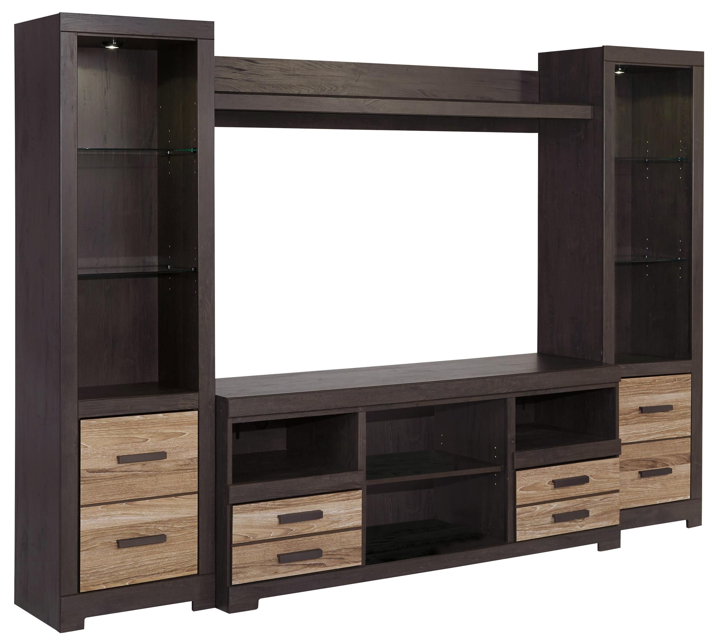 Signature Designashley Harlinton Large Tv Stand & 2 With Tv Stand Wall Units (Photo 13 of 15)