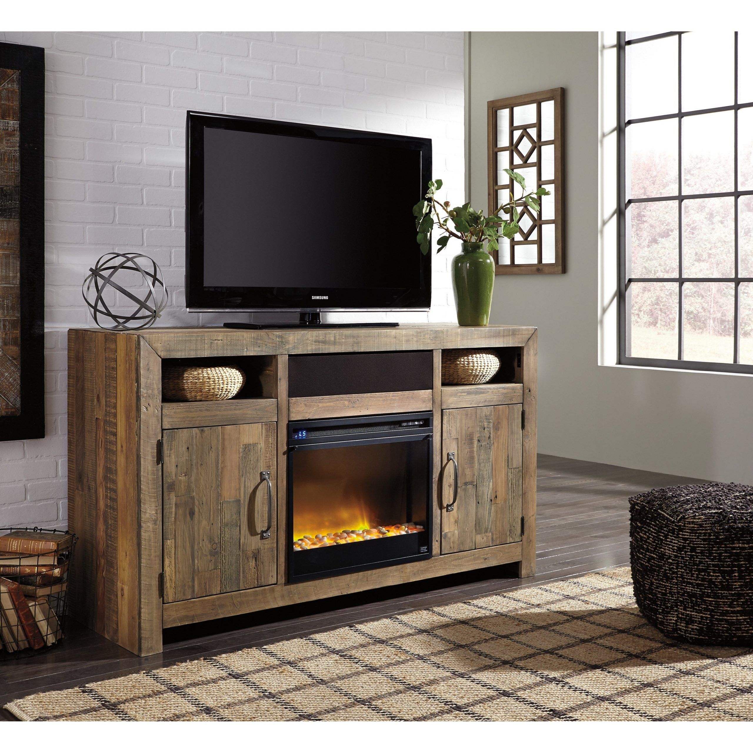 Signature Designashley Sommerford Reclaimed Pine Solid Throughout Long Wood Tv Stands (Photo 9 of 15)