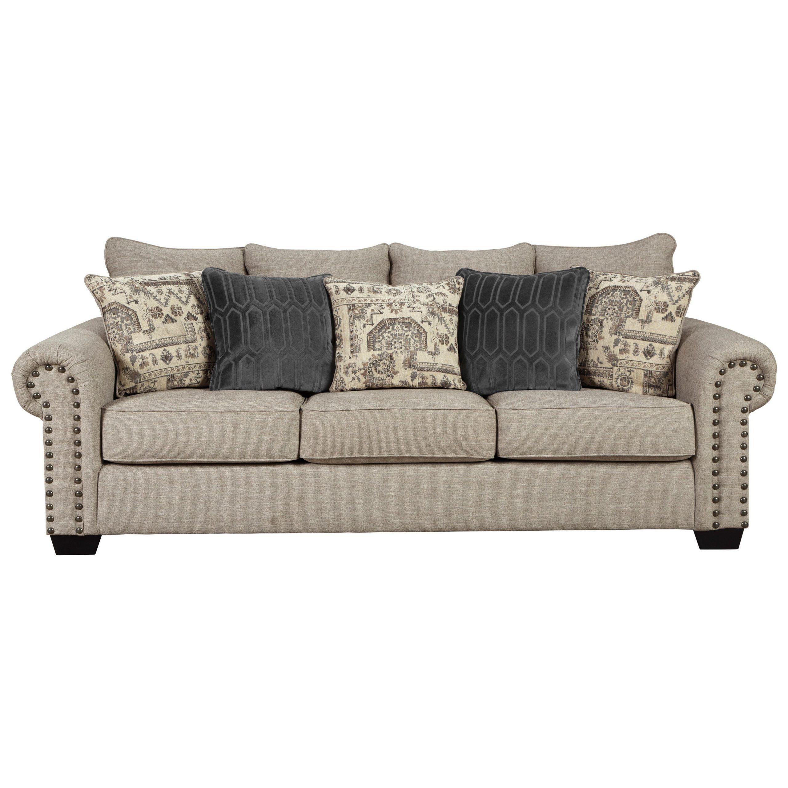 Signature Designashley Zarina 9770438 Transitional In 2pc Polyfiber Sectional Sofas With Nailhead Trims Gray (View 4 of 15)