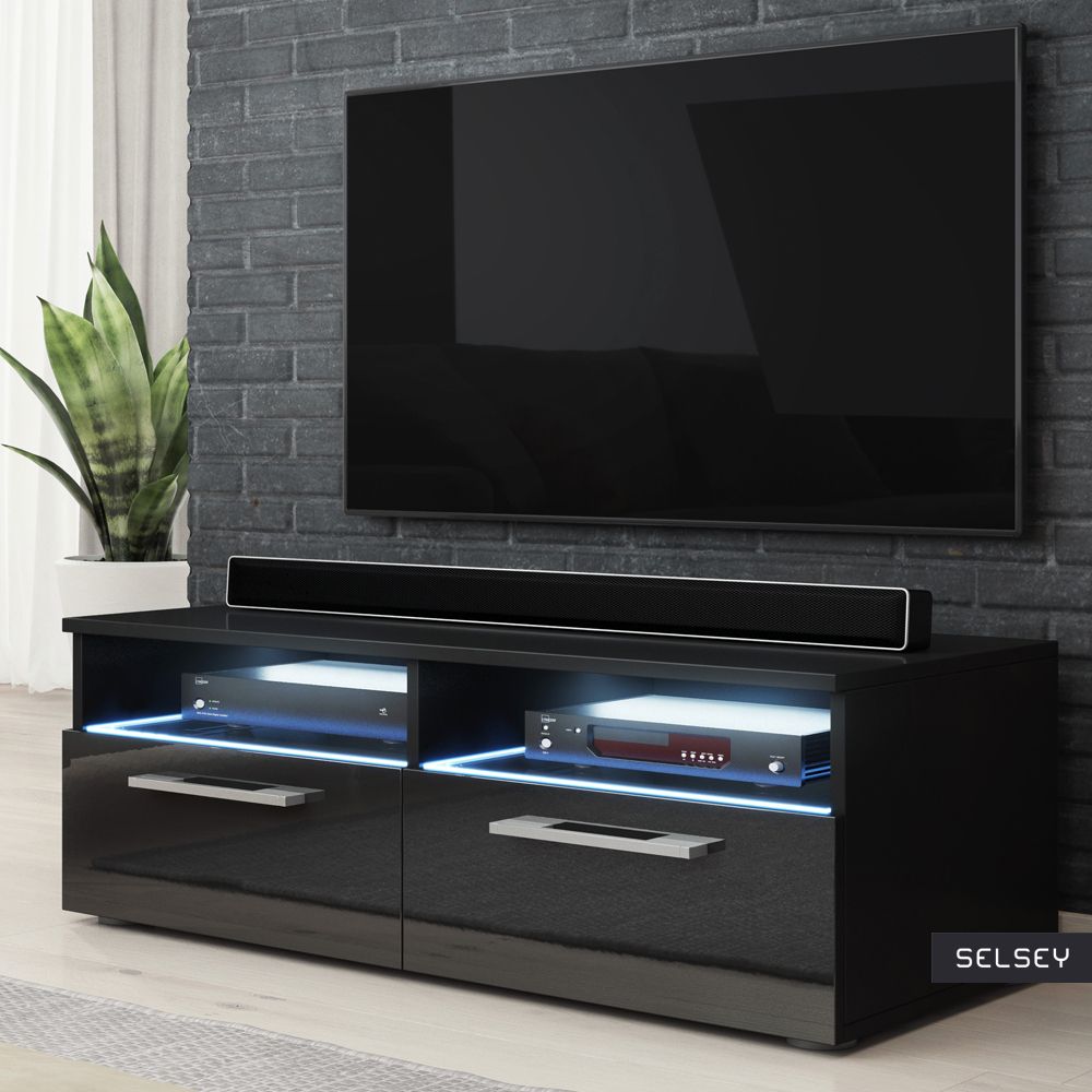 Silver Tv Stand With Led 100 Cm – Selsey Pertaining To Tv Stand 100cm (View 2 of 15)