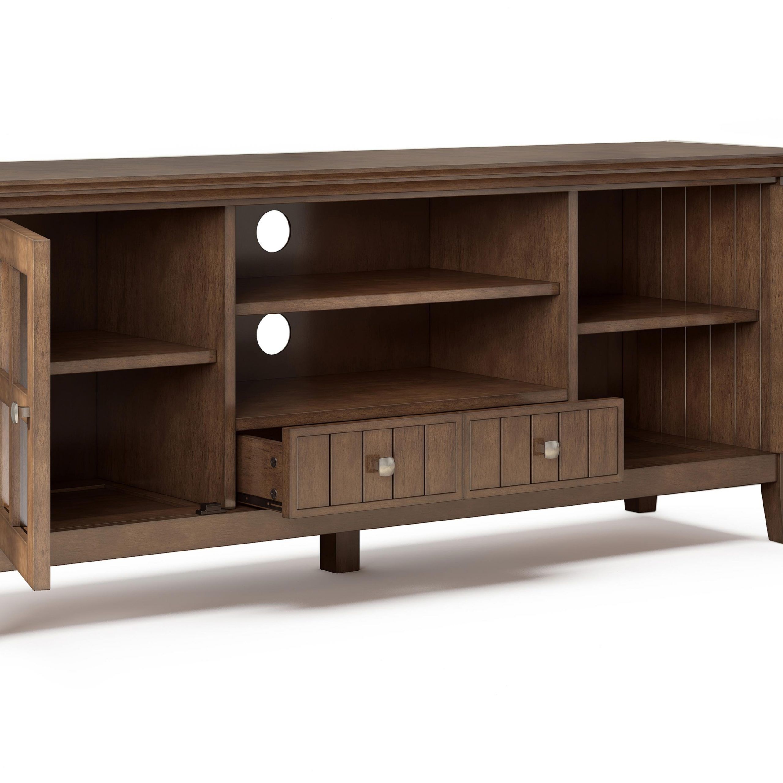 Simpli Home Acadian Solid Wood 60 Inch Wide Rustic Tv Inside Greenwich Wide Tv Stands (View 6 of 15)