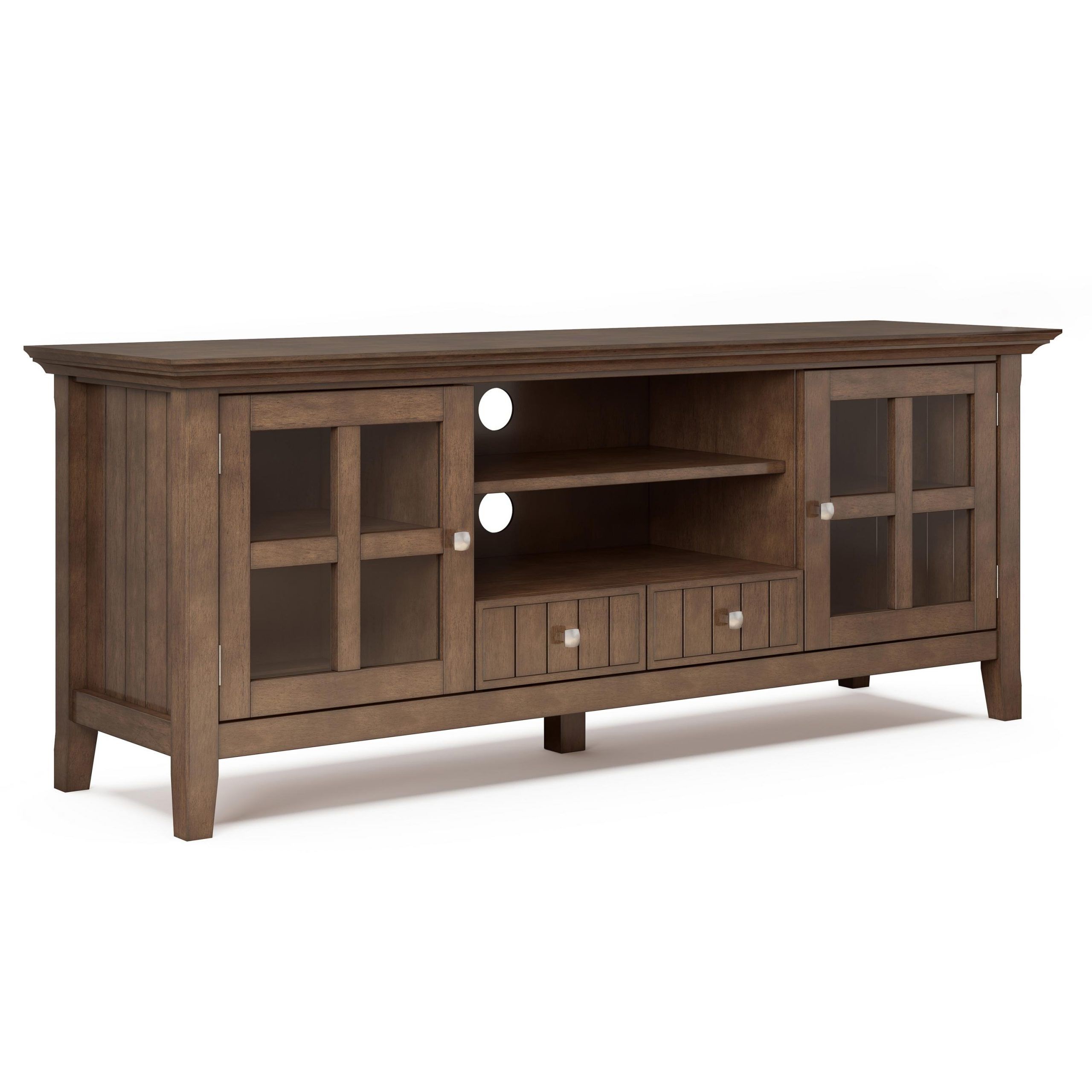 Simpli Home Acadian Solid Wood 60 Inch Wide Rustic Tv Pertaining To Tribeca Oak Tv Media Stand (View 5 of 15)