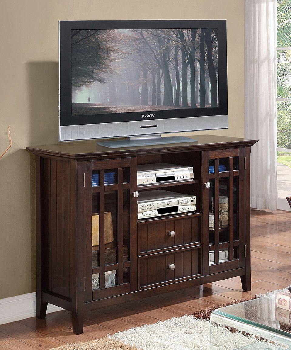 Simpli Home Tobacco Brown Bedford Tall Tv Stand | Tv Stand Throughout White Tall Tv Stands (Photo 1 of 15)