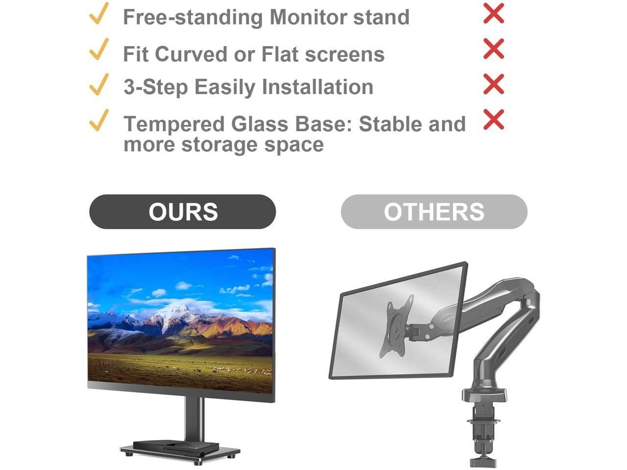 Single Vesa Monitor Stand, Free Standing Desk Riser Base Regarding Swivel Tv Riser (View 5 of 15)