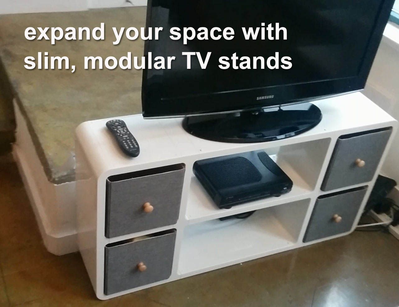 Slim Modular Tv Stand That Fits Anywhere | Expand Furniture Pertaining To Skinny Tv Stands (View 13 of 15)