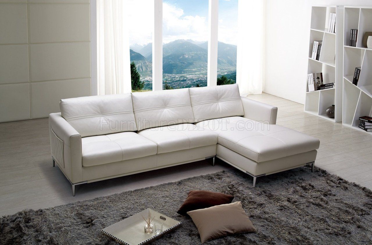 Slim Sectional Sofabeverly Hills In White Full Leather With Sectional Sofas In White (View 4 of 15)