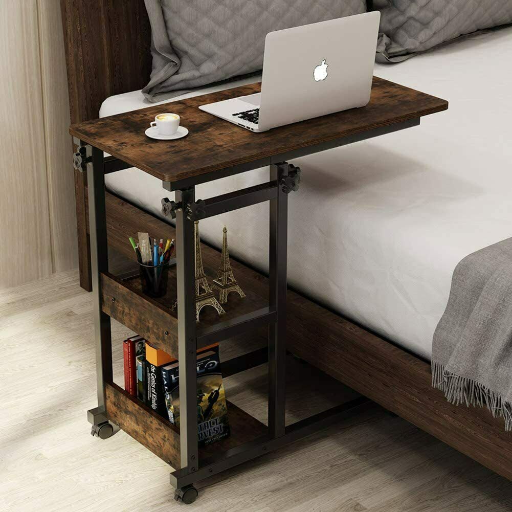 Snack Side Table, Mobile End Table Height Adjustable, C In Folding Tv Tray Sets With Storage Stands (View 12 of 15)