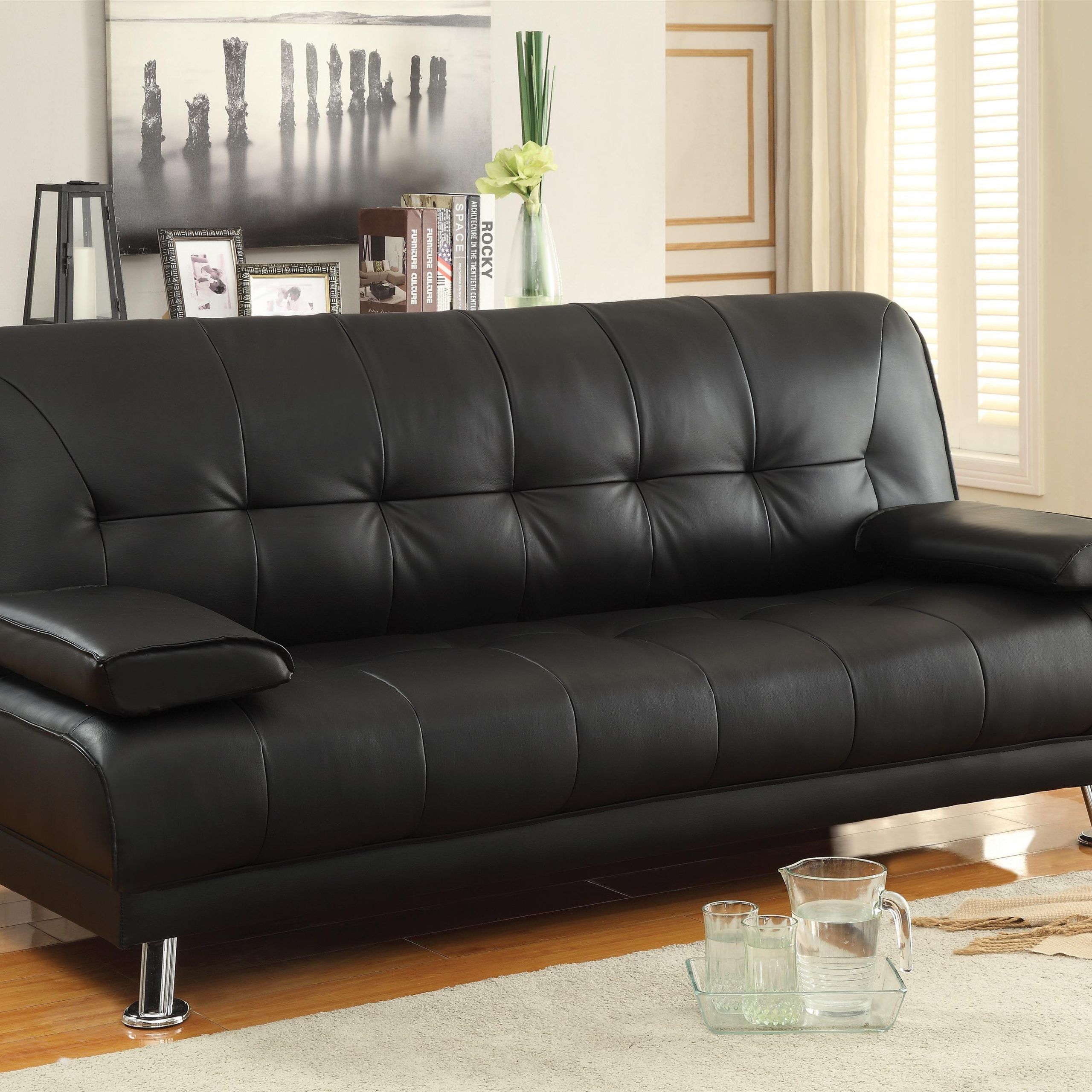 Sofa Beds And Futons Faux Leather Convertible Sofa Bed Within Celine Sectional Futon Sofas With Storage Reclining Couch (Photo 1 of 15)