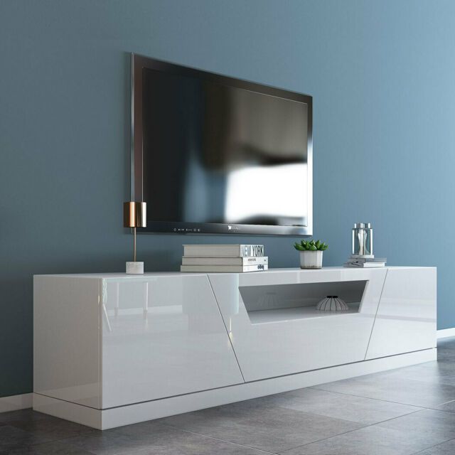 Soho 140cm#white High Gloss Tv Stand Cabinet Entertainment Inside Cream High Gloss Tv Cabinet (Photo 3 of 15)