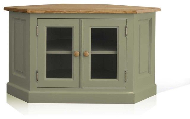 Soho Painted Glazed Corner Tv Cabinet In Sage Green Pertaining To Tasi Traditional Windowpane Corner Tv Stands (View 13 of 15)