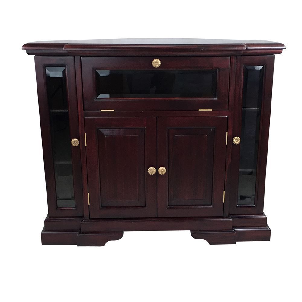Solid Mahogany Wood Corner Tv Stand / Cabinet – Antique For Samira Corner Tv Unit Stands (View 11 of 15)