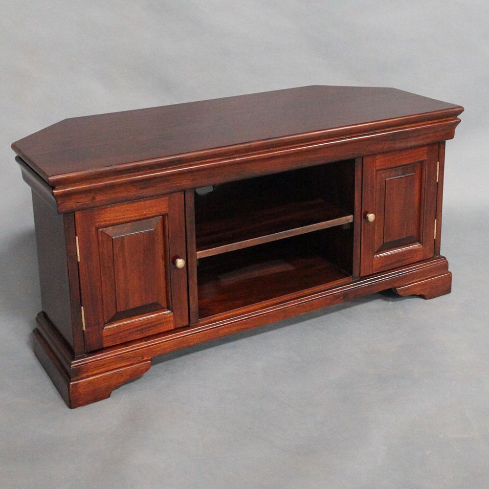 Solid Mahogany Wood Large Corner Tv Stand Cabinet Antique Intended For Corner Wooden Tv Stands (View 5 of 15)