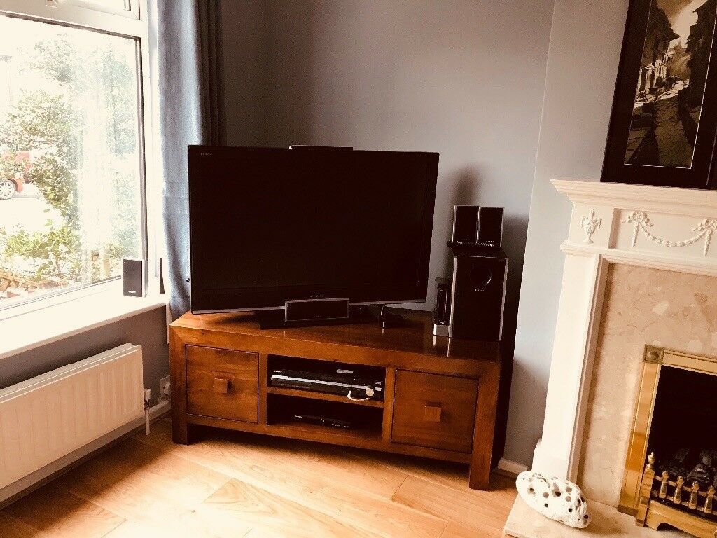 Solid Mango Wood Tv Stand In Excellent Condition | In Intended For Mango Wood Tv Cabinets (View 9 of 15)