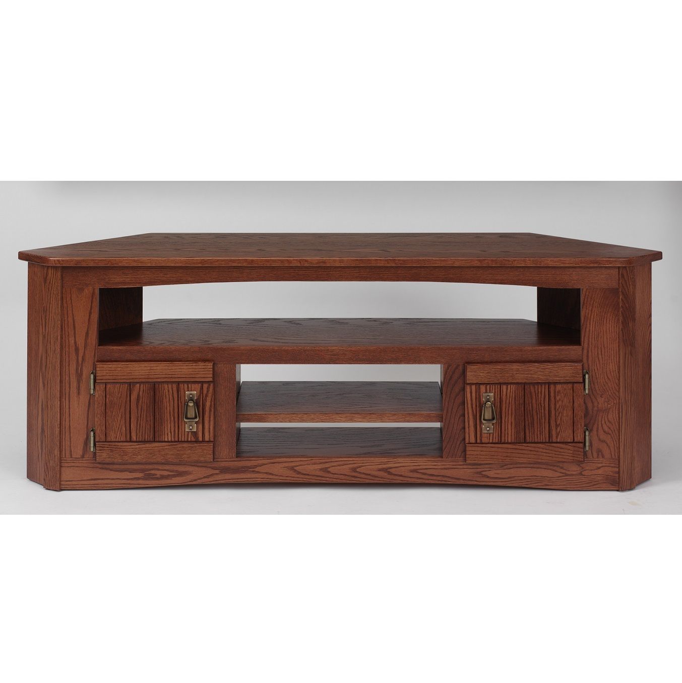 Solid Oak Mission Style Corner Tv Stand – 61" – The Oak Pertaining To 60&quot; Corner Tv Stands Washed Oak (View 9 of 15)