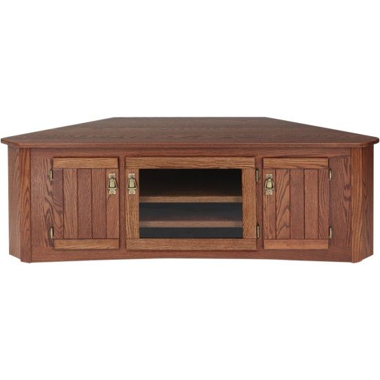 Solid Oak Mission Style Corner Tv Stand W/cabinet – 55 With Regard To 55 Inch Corner Tv Stands (View 9 of 15)