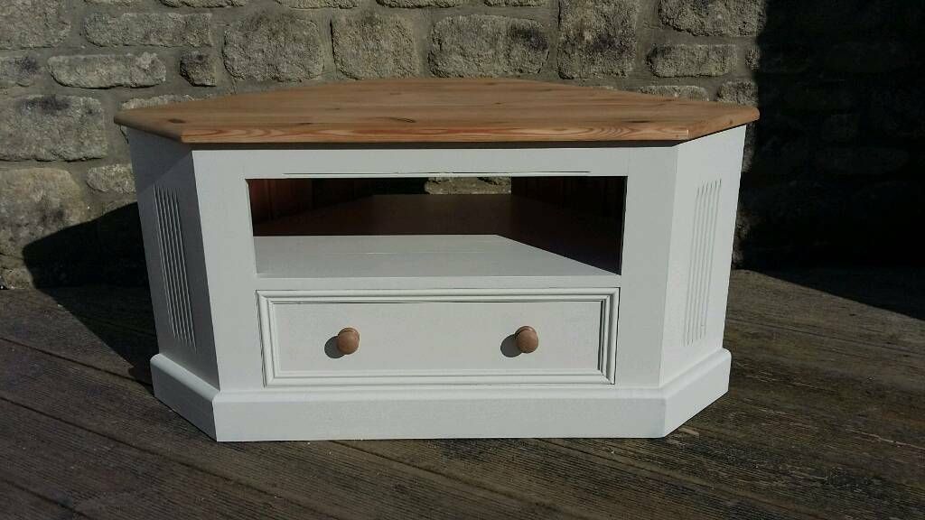 Solid Pine Corner Tv Cabinet Unit Painted In Farrow & Ball Within Shabby Chic Tv Cabinets (View 11 of 15)