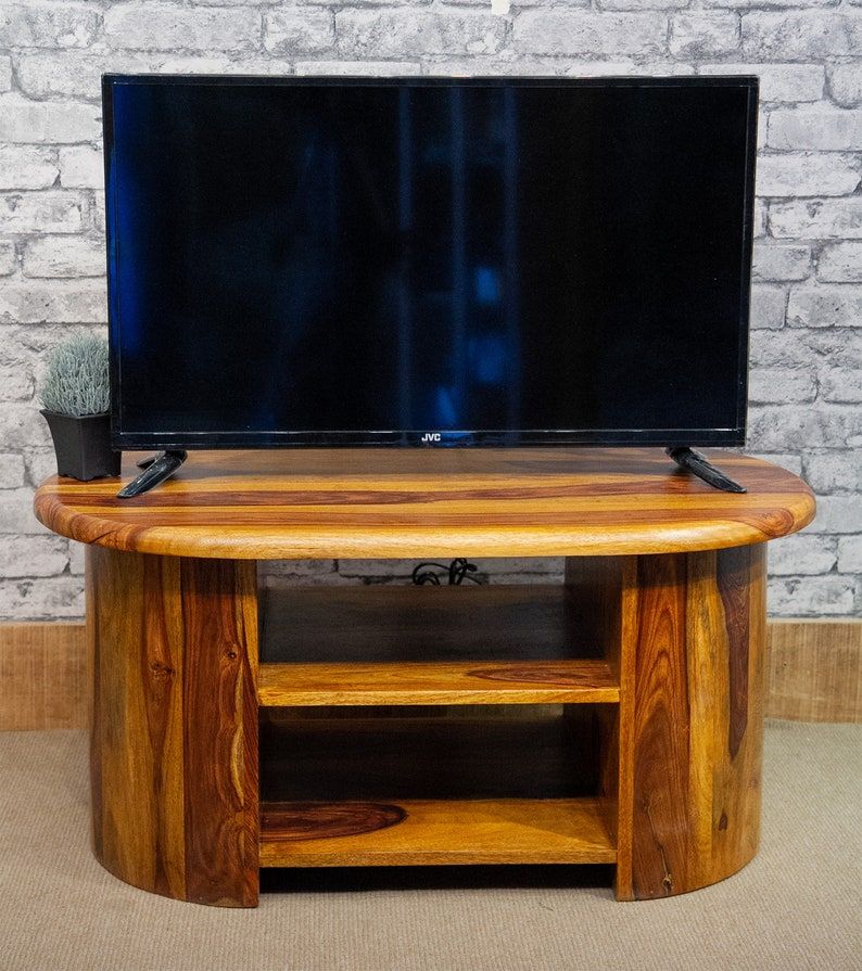 Solid Sheesham Wood Oval Tv Stand Or Coffee Table 90cm Inside Oval Tv Stands (Photo 14 of 15)