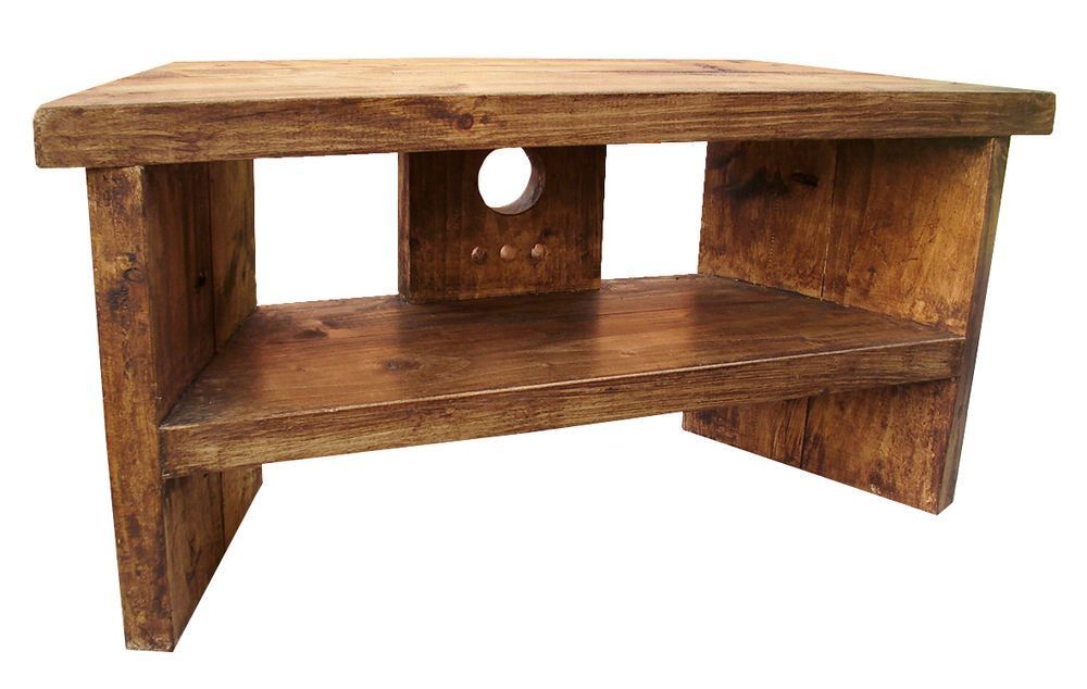 Solid Wood Handmade Rustic Pine Corner Tv Stand / Unit Intended For Rustic Pine Tv Cabinets (View 12 of 15)