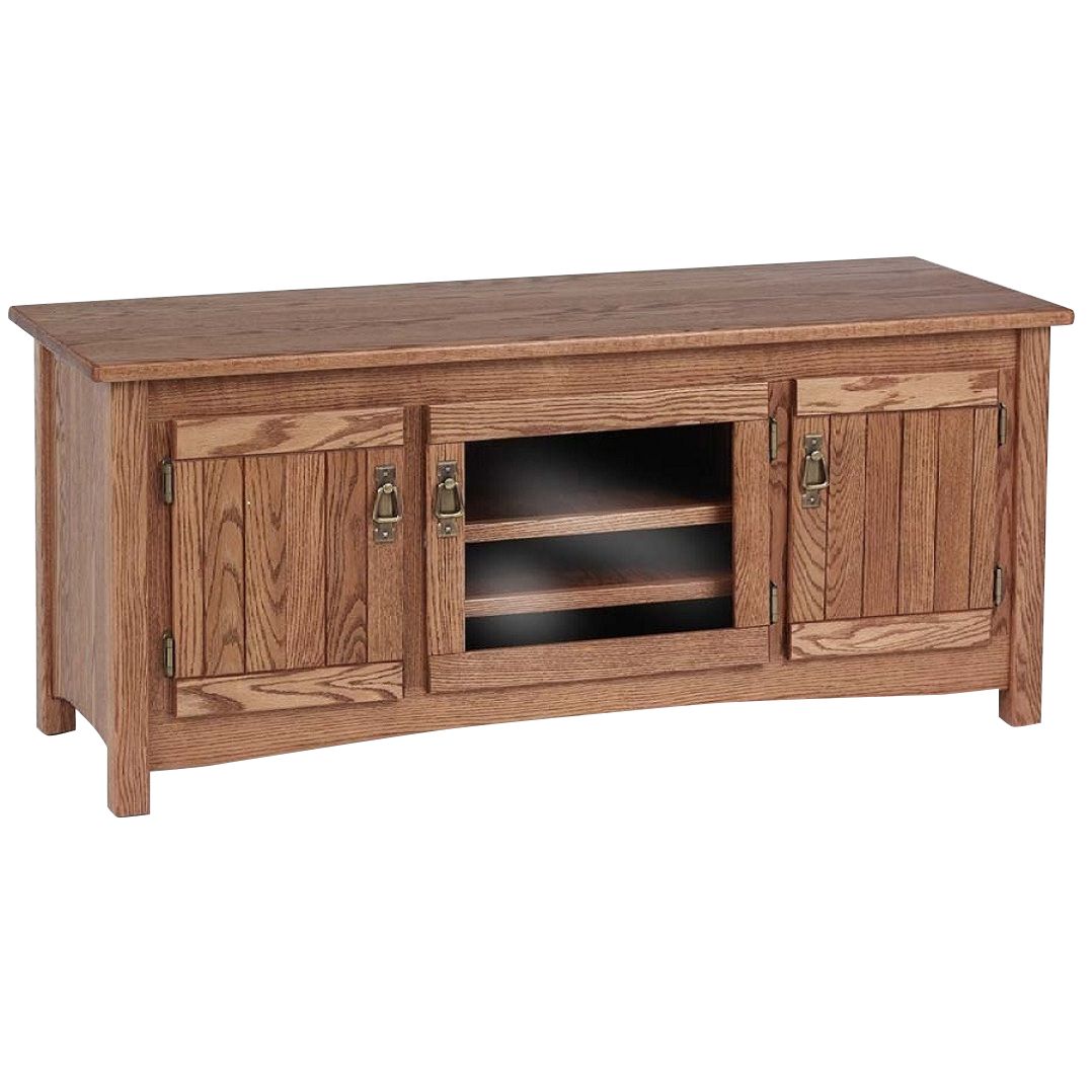 Solid Wood Oak Mission Tv Stand W/cabinet – 58" – The Oak In Solid Pine Tv Cabinets (View 7 of 15)