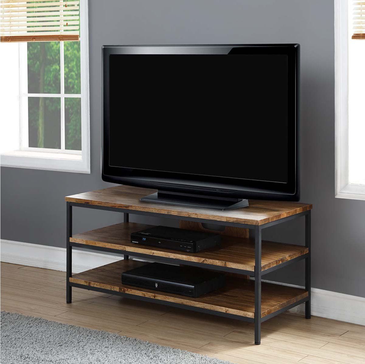 Solid Wood Oak Rustic Tv Stand With Dillon Tv Stands Oak (View 4 of 15)
