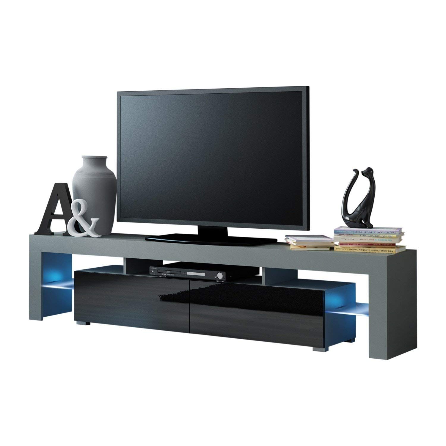 Solo 200 Modern Led Tv Stand, Fits Up To 90" Tv, Gray With Regard To Led Tv Stands (View 5 of 15)