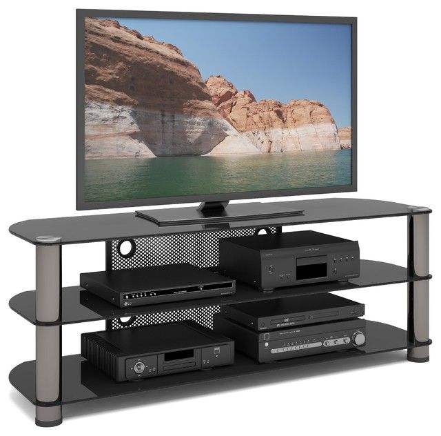 Sonax Ny 9584 New York 58 Inch Metal And Glass Tv Stand With Carbon Tv Unit Stands (View 15 of 15)