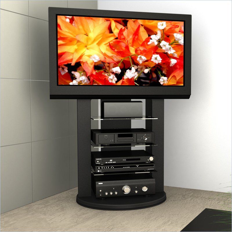 Sonax Zurich Black Swivel Base Mounted 37 52 S Tv Stand Regarding Tv Stands Fwith Tv Mount Silver/black (View 9 of 15)