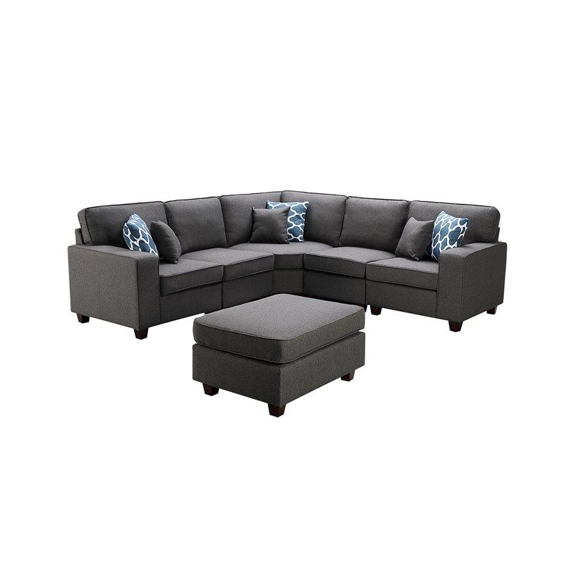 Sonoma Dark Gray Fabric 6pc Modular Sectional Sofa And Throughout Dream Navy 3 Piece Modular Sofas (View 4 of 15)