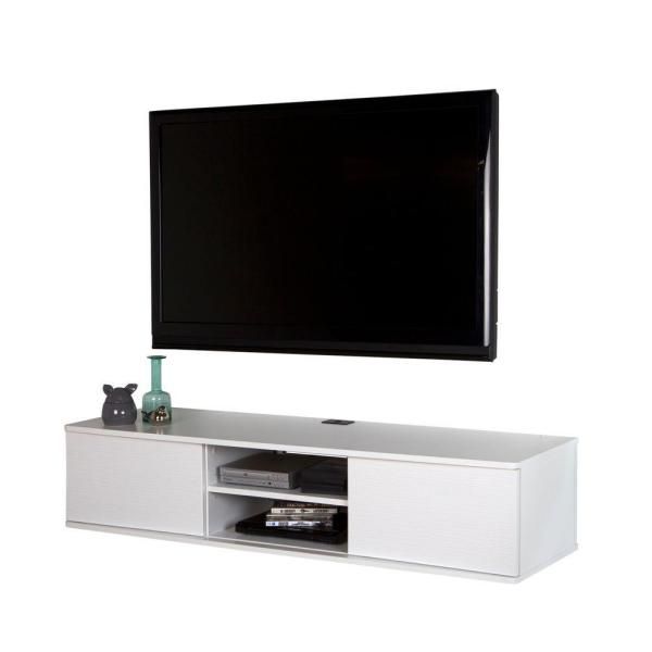 South Shore Agora Pure White Media Storage 9029676 | Wall With Regard To White Wall Mounted Tv Stands (View 9 of 15)