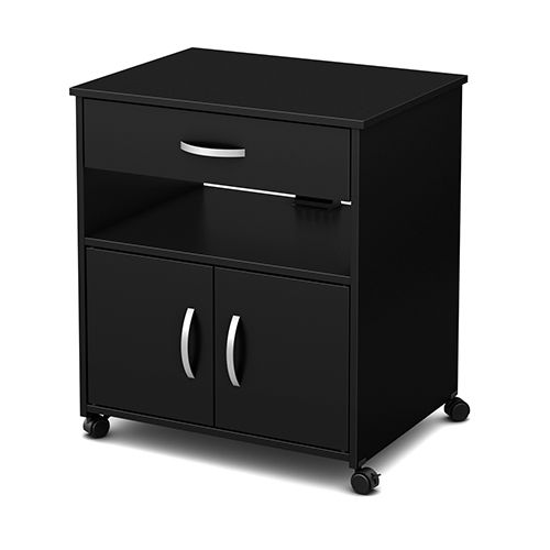 South Shore Axess Microwave Cart On Wheels – Black | Boscov's With Regard To Large Rolling Tv Stands On Wheels With Black Finish Metal Shelf (View 8 of 15)