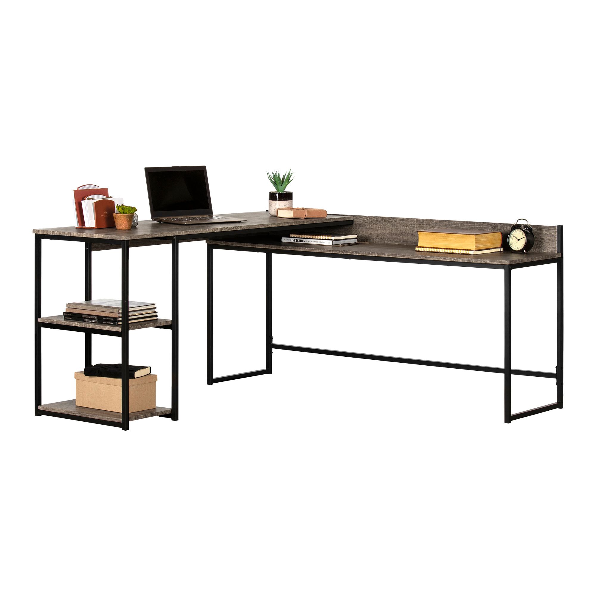 South Shore Evane L, Shaped Desk, Oak Camel – M2go Pertaining To South Shore Evane Tv Stands With Doors In Oak Camel (View 9 of 15)