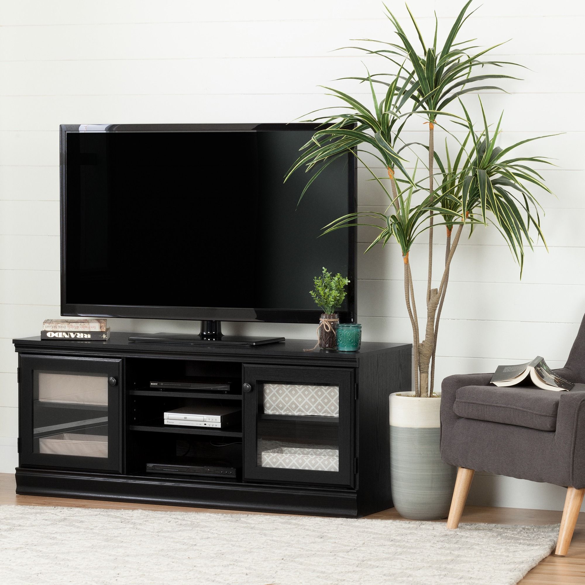 South Shore Morgan Tv Stand For Tvs Up To 75'', Multiple Within Tv Stands With Led Lights In Multiple Finishes (View 6 of 15)