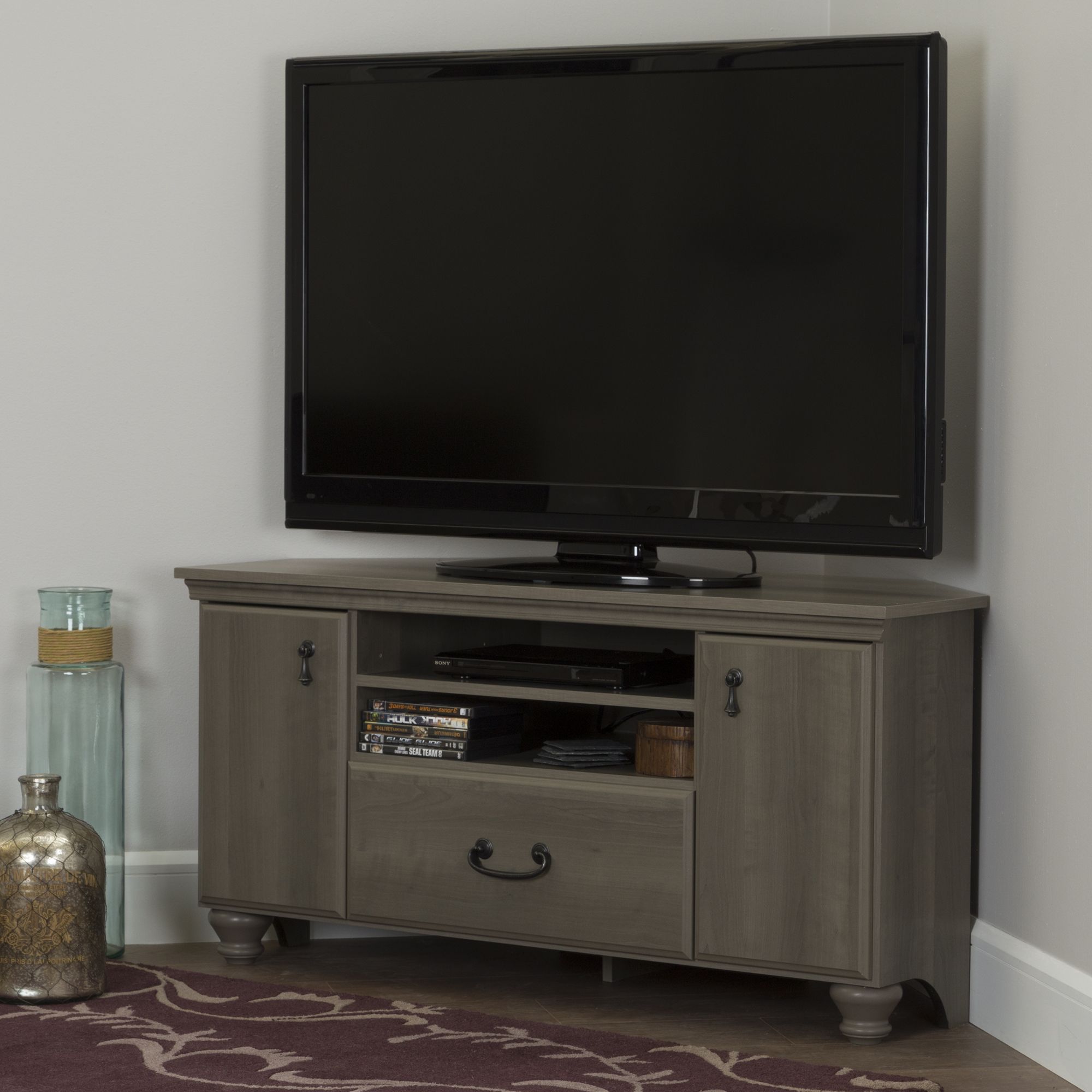 South Shore Noble Corner Tv Stand For Tvs Up To 55' In Inside Tv Stands With Led Lights In Multiple Finishes (Photo 8 of 15)