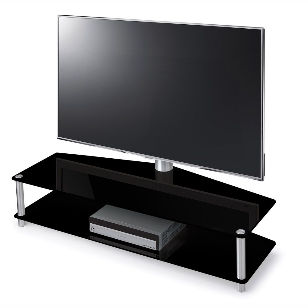 Spectral Panel Pl152 Aluminium / Black 2 Shelf Glass Tv With Glass Tv Cabinets (Photo 10 of 15)
