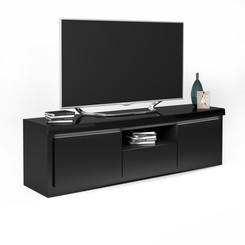Spirit 160cm Black Gloss Tv Stand With Led Lights Inside Black Gloss Tv Stands (View 5 of 15)