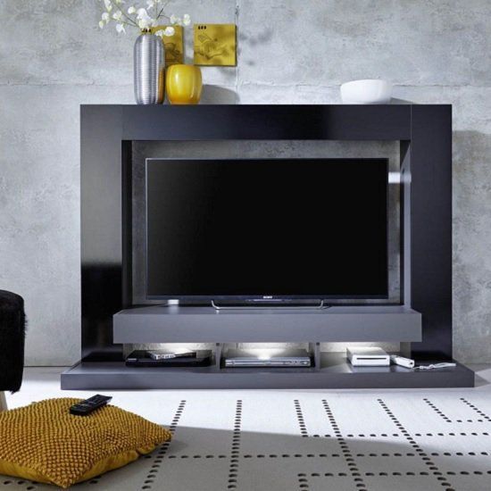 Stamford Entertainment Unit In Black Gloss Fronts With Regarding Black Gloss Tv Wall Unit (View 2 of 15)