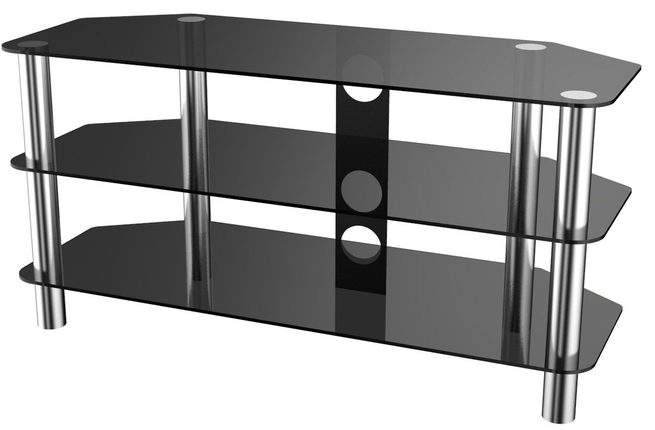 Stealth Mounts Sm 05bc 1000mm Universal Corner Tv Stand Inside Glass Shelves Tv Stands For Tvs Up To 50" (View 3 of 15)