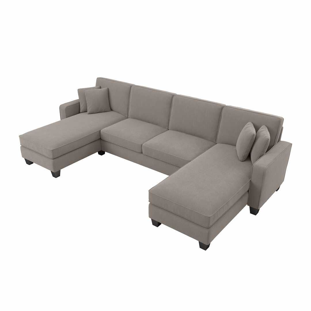 Stockton 130w Sectional Couch With Double Chaise Lounge With 130" Stockton Sectional Couches With Double Chaise Lounge Herringbone Fabric (View 2 of 15)