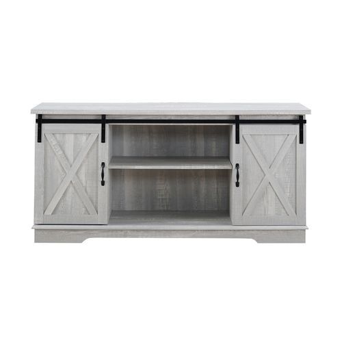 Stone Gray Farmhouse Sliding Barn Door 58" Tv Stand | Pier Intended For Modern Farmhouse Style 58" Tv Stands With Sliding Barn Door (View 12 of 15)