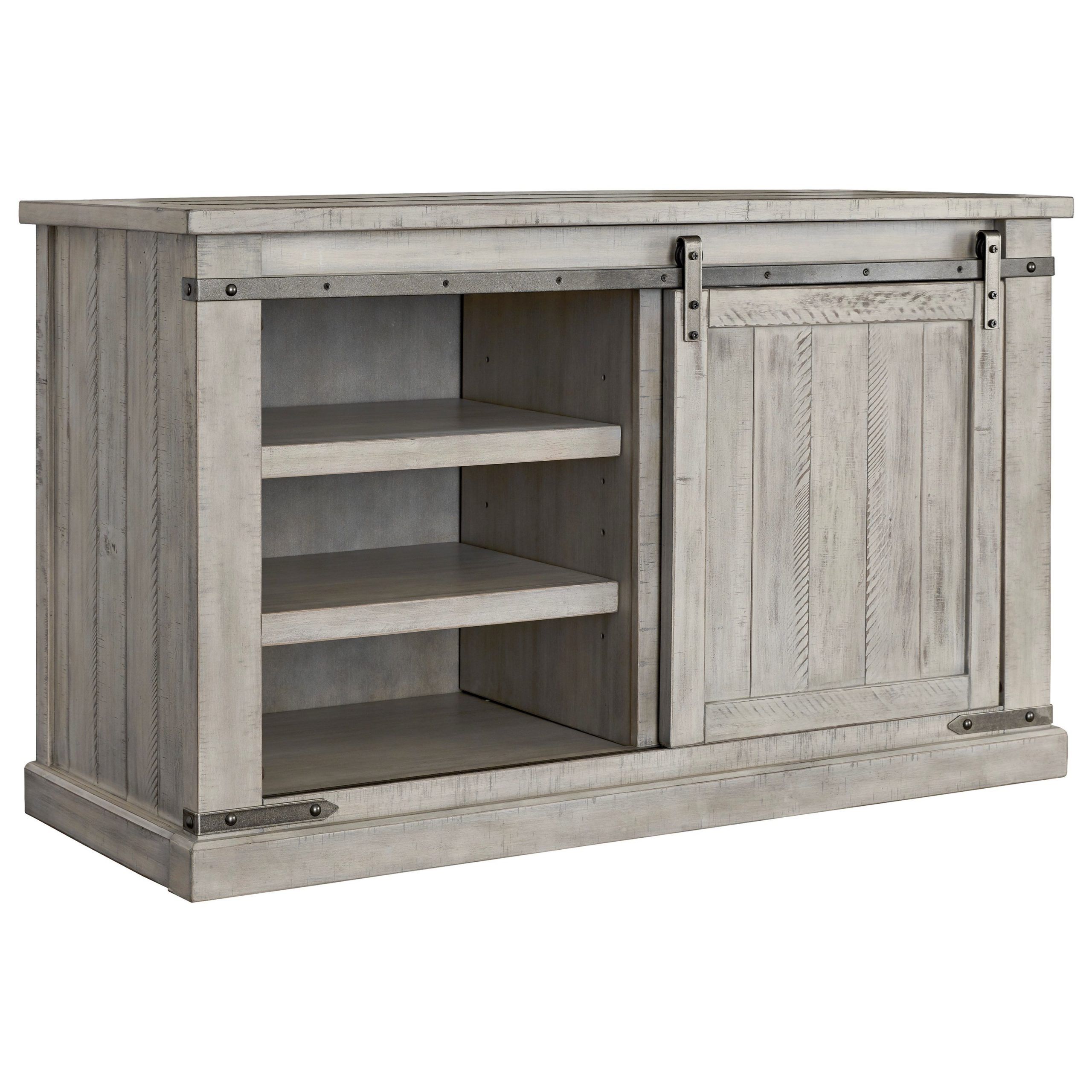 Styleline Carynhurst W755 28 Rustic White Medium Tv Stand Pertaining To Tv Stands With Table Storage Cabinet In Rustic Gray Wash (Photo 11 of 15)